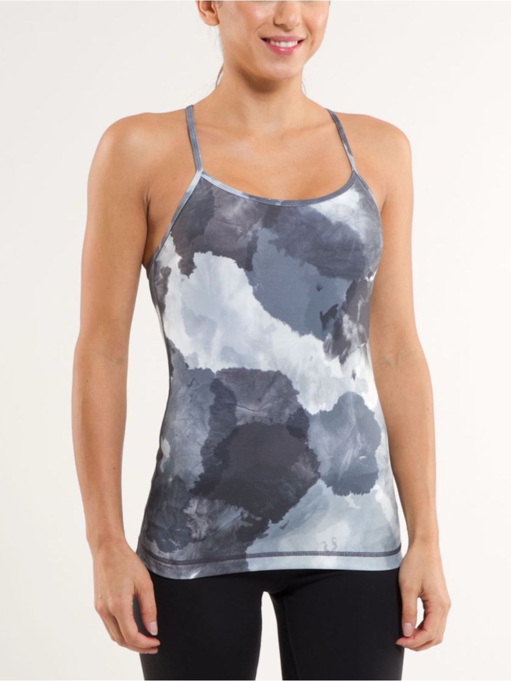 Lululemon Power Y Tank Sz 6 In White Coal Tinted Canvas Super